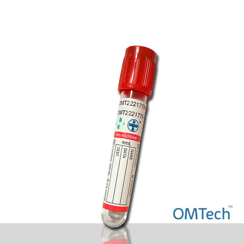 Пробірка Вакуумна для забору крові "OMTech", пуста, стерильна, з червоною кришкою, 4 мл, 13*75 мм RENJI MEDICAL